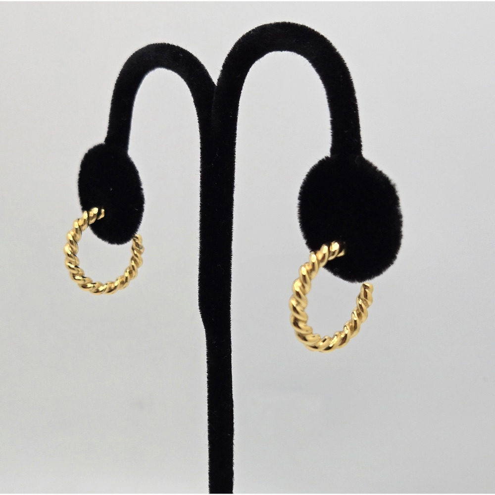 Goldtone Hoop Earrings Twisted Rope Textured Pierced Classic Minimalist Capsule